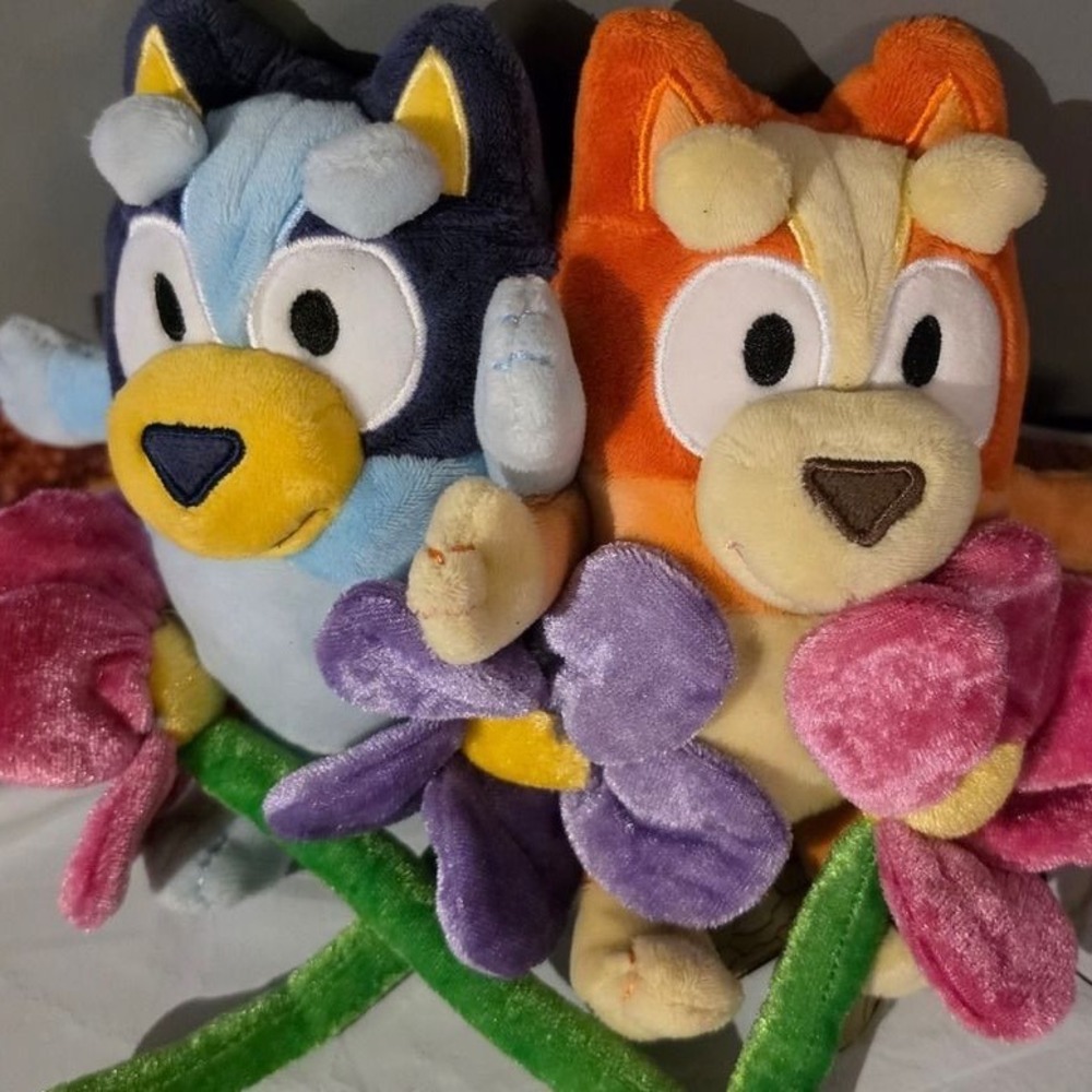 Bluey and Bingo Plush Set with Flowers Stuffed Animal with Boquet